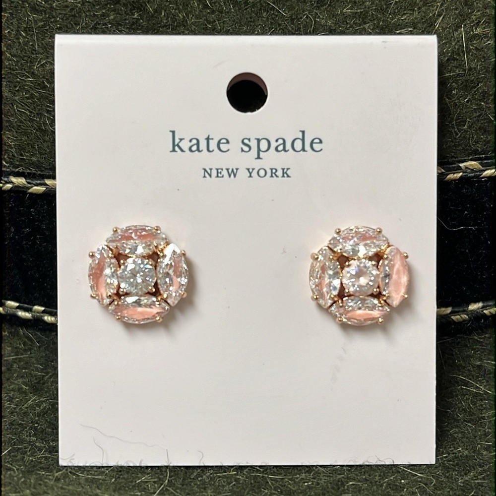 Brand New Kate Spade Flying Colors Blush Post Earrings Marquise Cluster Studs